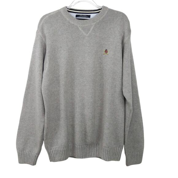 Tommy Hilfiger Men's Preppy Classic Gray Knit Crewneck Pullover Sweater Large - Picture 1 of 4